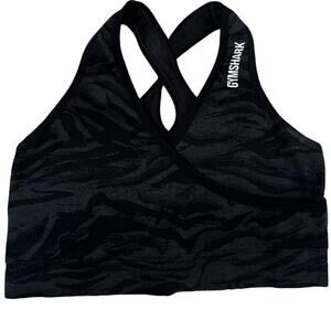 Gymshark Adapt Animal Seamless Sports Bra In Black & Gray Size XS